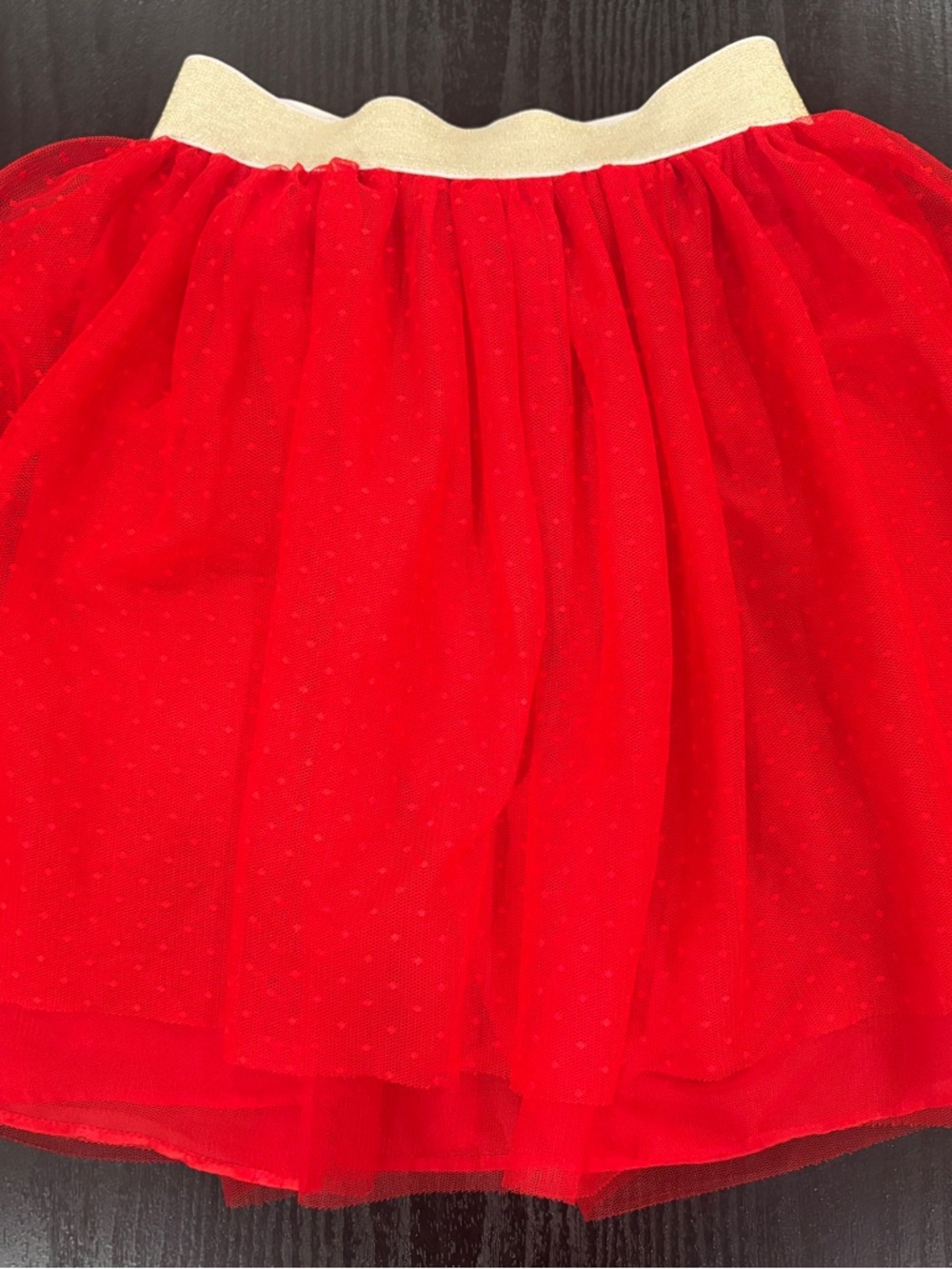 Bonnie Jean Red Tulle Skater Skirt with Gold Waistband